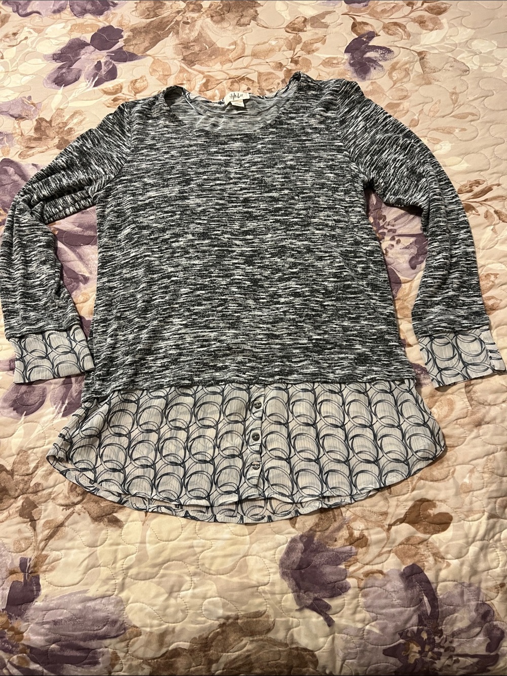 Style & Co. Black & White Layered-Look Knit Tunic
